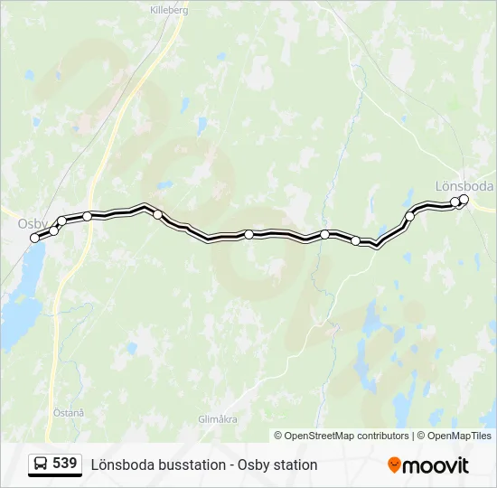 539 buss Linje karta