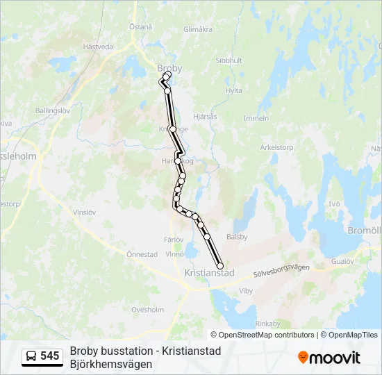 545 Bus Line Map