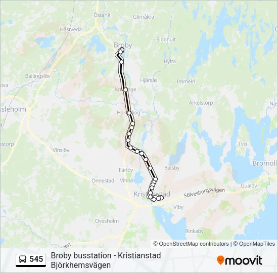 545 Bus Line Map