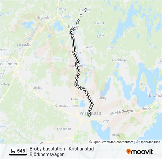 545 Bus Line Map