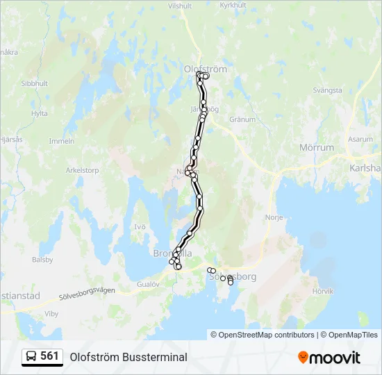 561 Bus Line Map