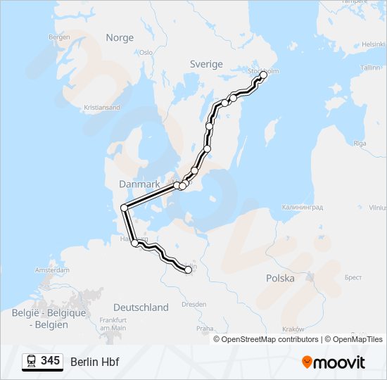 345 tåg Linje karta