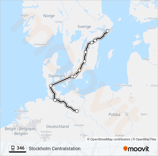 346 tåg Linje karta