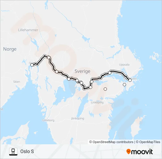 STOCKHOLM CENTRALSTATION - OSLO S  Line Map