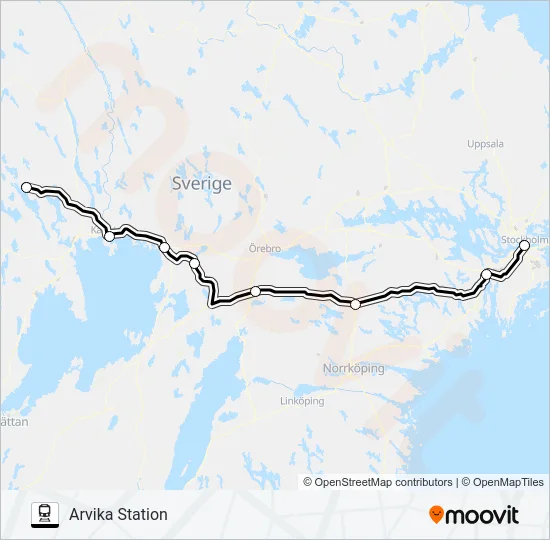 STOCKHOLM CENTRALSTATION - OSLO S  Line Map