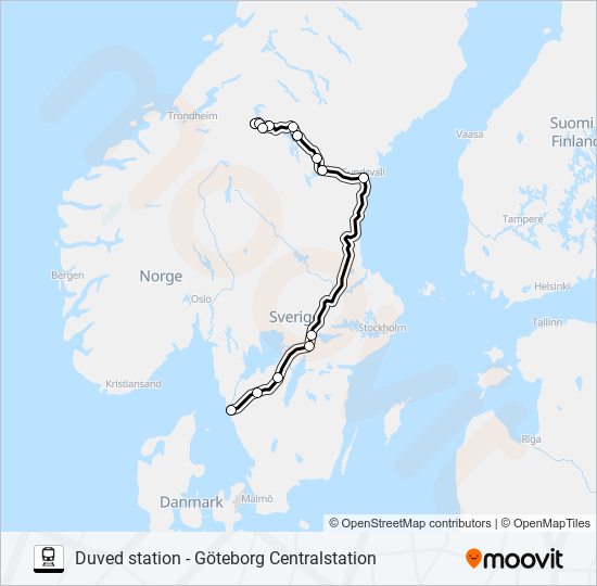 DUVED STATION - GÖTEBORG CENTRALSTATION train Line Map