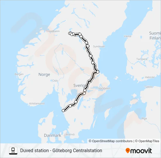 DUVED STATION - GÖTEBORG CENTRALSTATION  Line Map