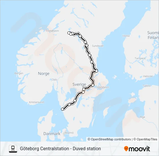 GÖTEBORG CENTRALSTATION - DUVED STATION  Line Map