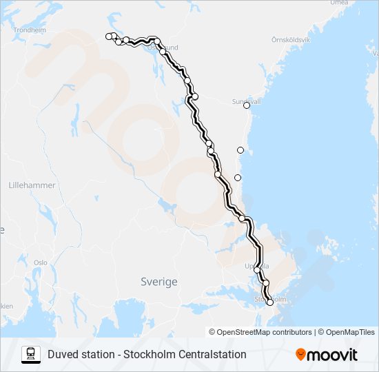 DUVED STATION - STOCKHOLM CENTRALSTATION train Line Map