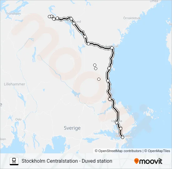 STOCKHOLM CENTRALSTATION - DUVED STATION  Line Map