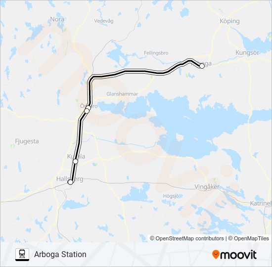 HALLSBERG STATION - VÄSTERÅS CENTRALSTATION train Line Map