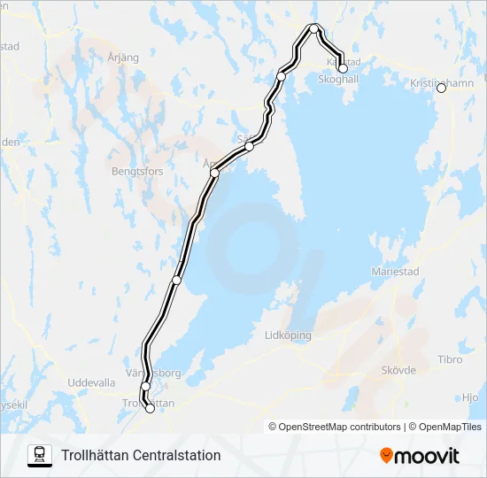 KRISTINEHAMN STATION - GÖTEBORG CENTRALSTATION  Line Map