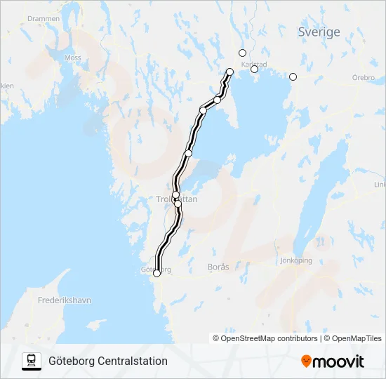 KRISTINEHAMN STATION - GÖTEBORG CENTRALSTATION  Line Map