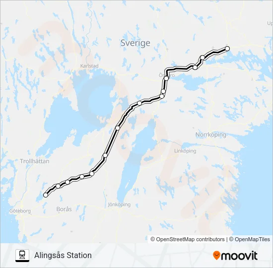 VÄSTERÅS CENTRALSTATION - GÖTEBORG CENTRALSTATION  Line Map