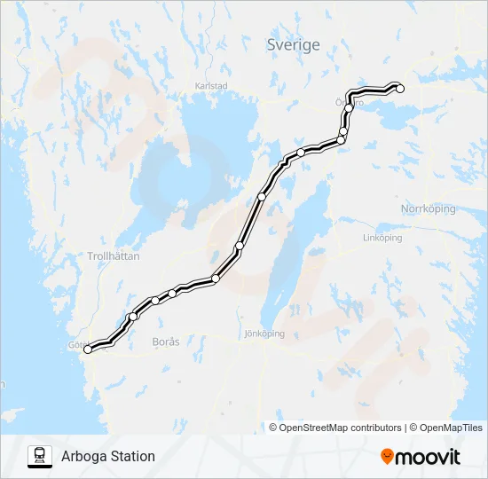 GÖTEBORG CENTRALSTATION - STOCKHOLM CENTRALSTATION  Line Map