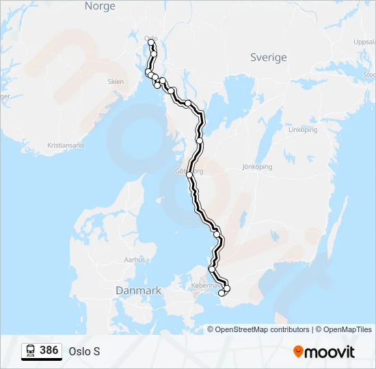 386 tåg Linje karta