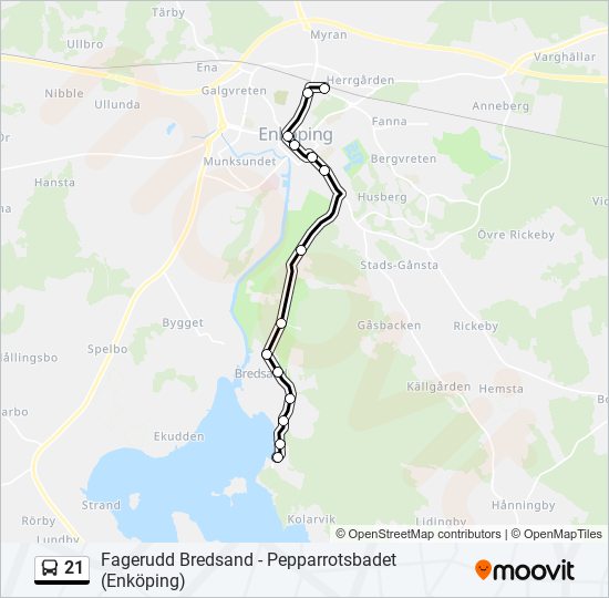 21 bus Line Map