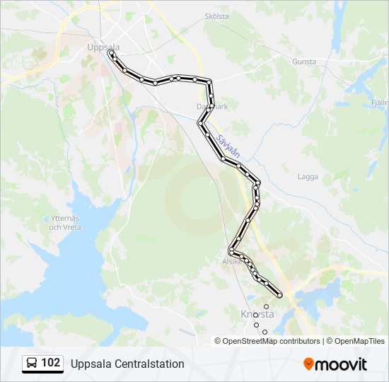 102 bus Line Map