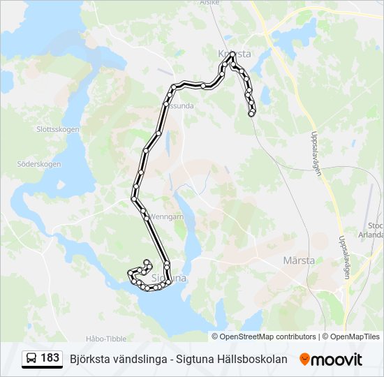 183 bus Line Map