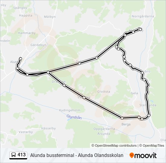 413 bus Line Map