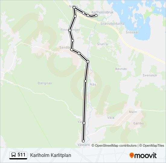 511 bus Line Map