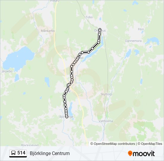 514 bus Line Map