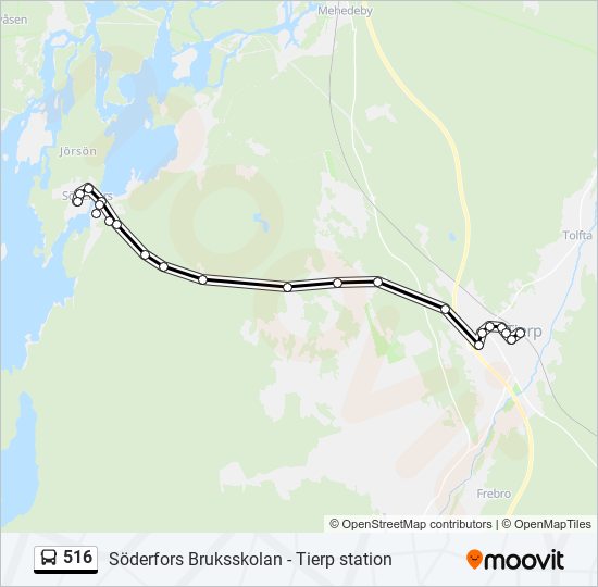 516 bus Line Map