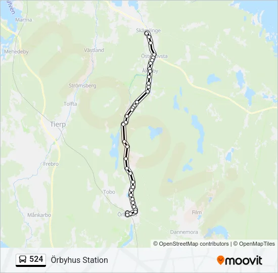 524 Bus Line Map