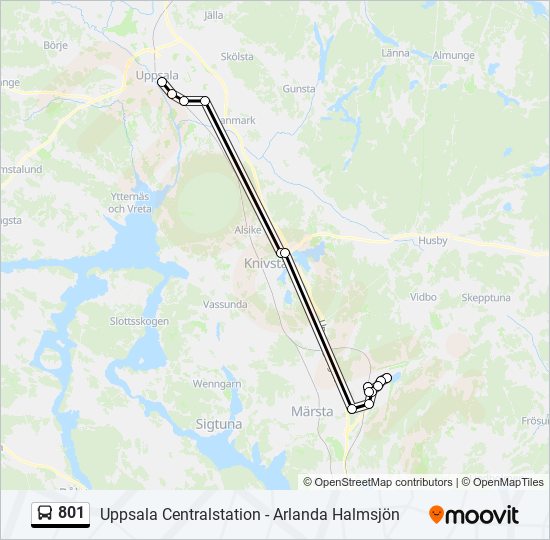 801 bus Line Map