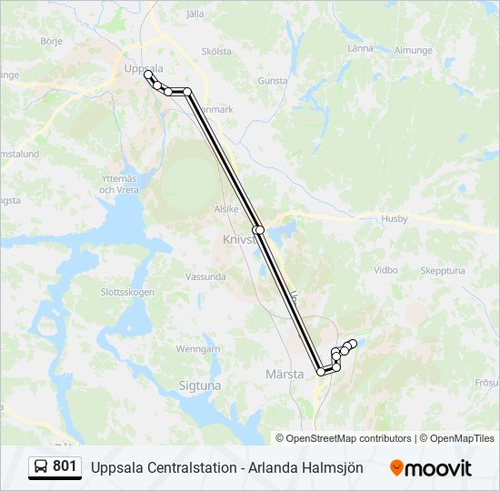 801 bus Line Map