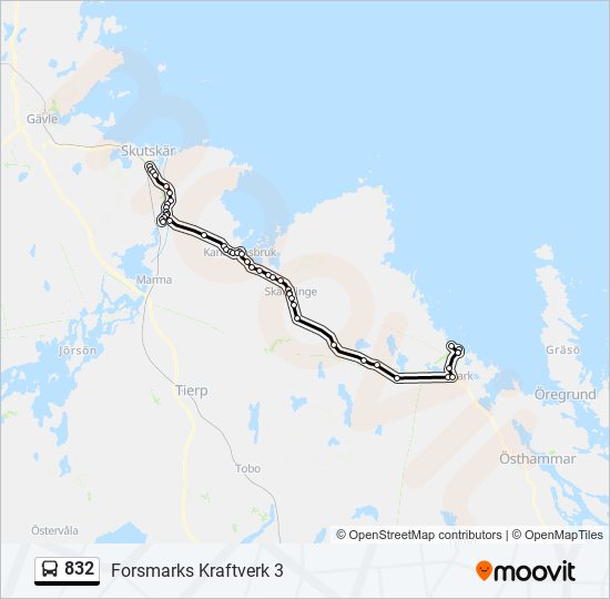 832 bus Line Map