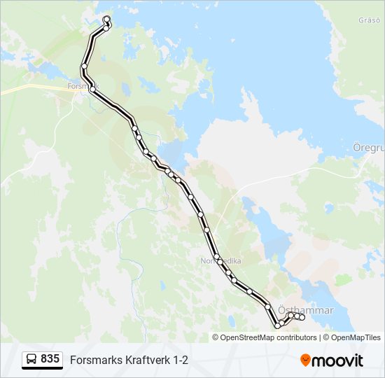 835 bus Line Map