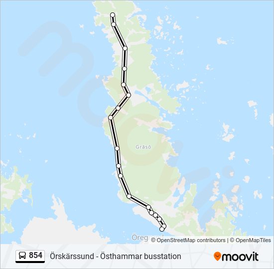 854 bus Line Map