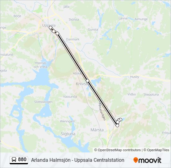 880 bus Line Map