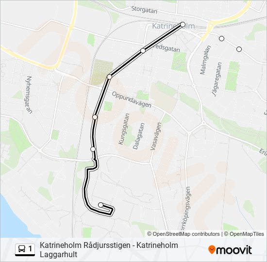 1 buss Linje karta