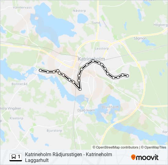 1 buss Linje karta