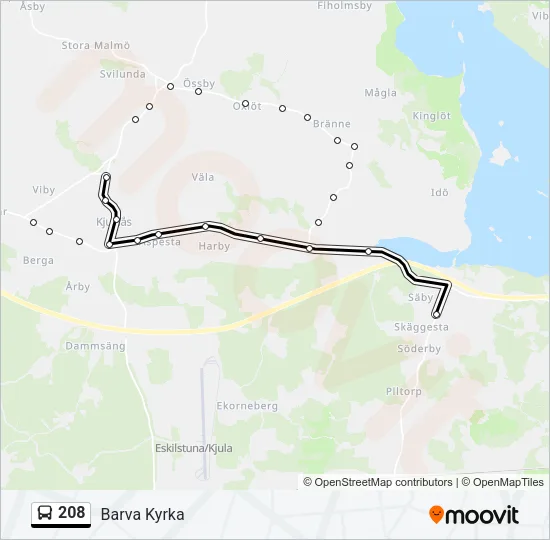 208 Bus Line Map