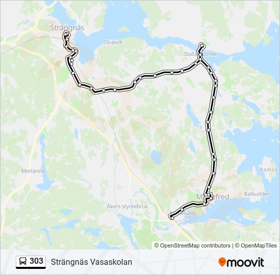 303 Rutt: Tidtabeller, Hållplatser & Kartor - Strängnäs Vasaskolan ...