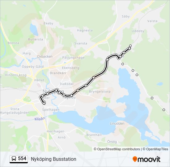 554 bus Line Map