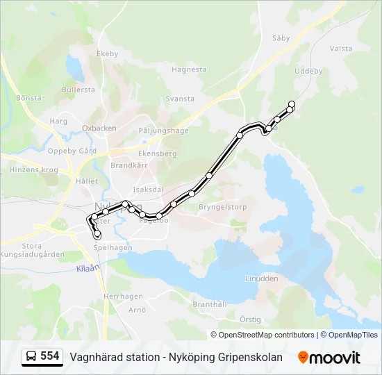 554 Bus Line Map