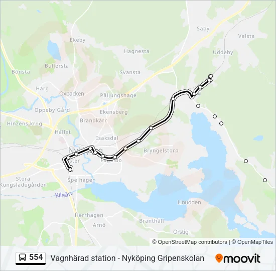 554 Bus Line Map