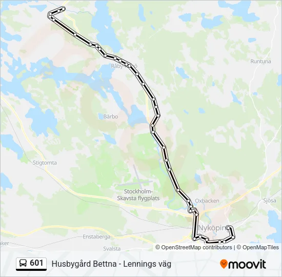 601 Bus Line Map