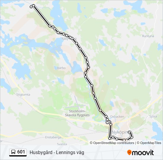 601 bus Line Map