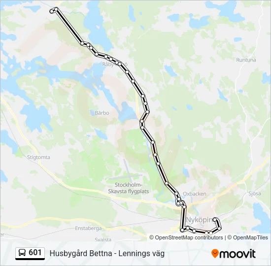 601 Bus Line Map