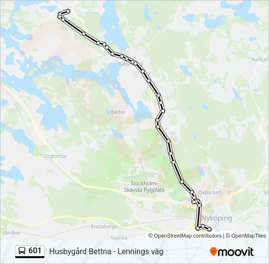 601 Bus Line Map
