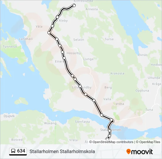 634 Bus Line Map