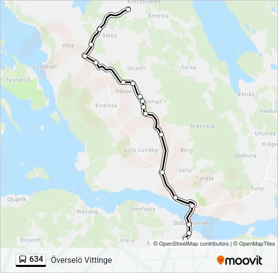 634 Bus Line Map