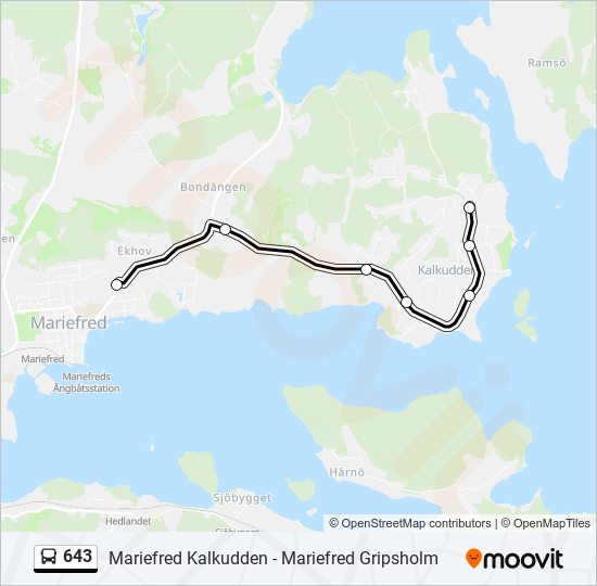 643 bus Line Map