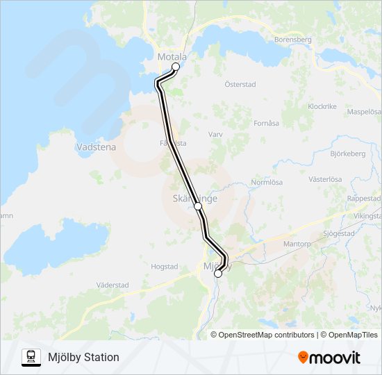 MOTALA STATION - MJÖLBY STATION train Line Map