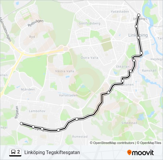 2 Route: Schedules, Stops & Maps - Linköping Tegskiftesgatan (Updated)